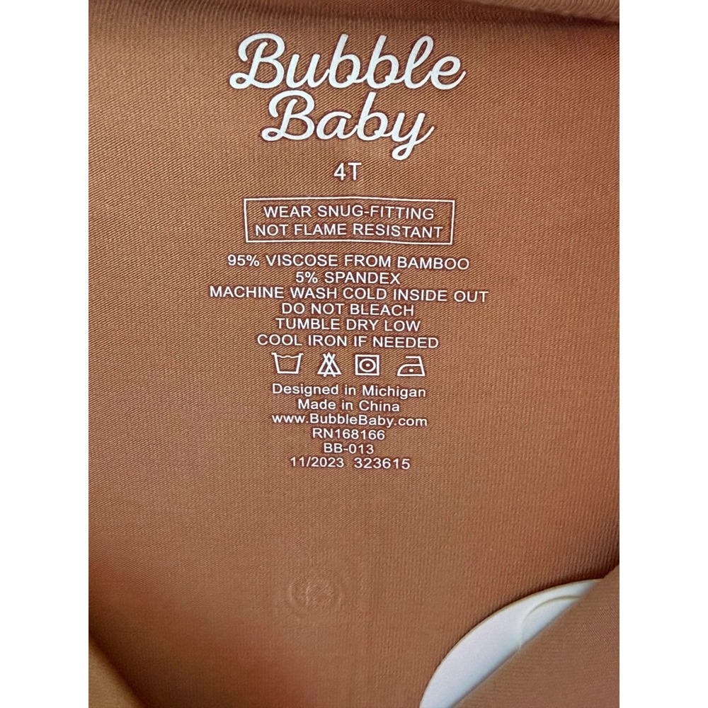 Bubble Baby Bamboo Footed Sleeper Tan Snug Fit Snap Up Pajamas 4T - Picture 4 of 4